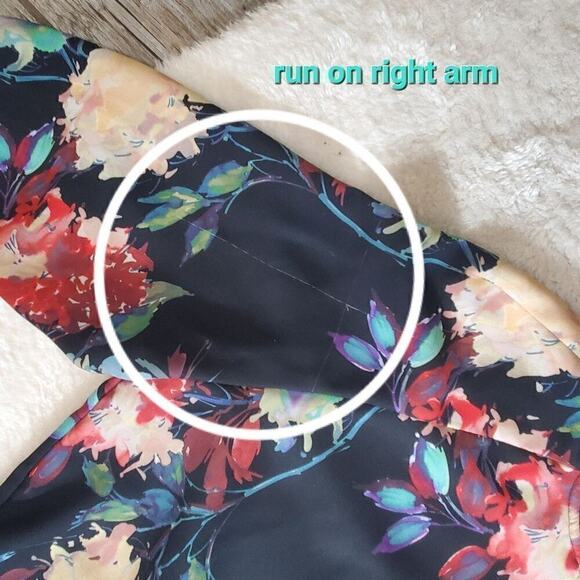 JustFab Black Floral Bomber Jacket, Size Large - Picture 3 of 11